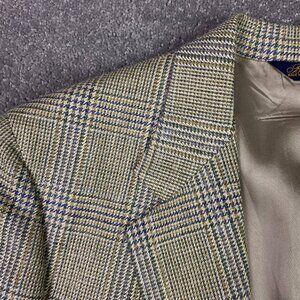 Brooks Brothers Blue and Tan Plaid Blazer